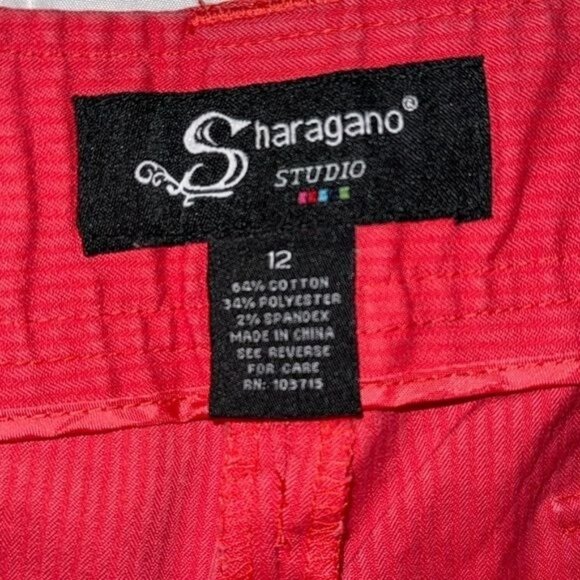 Sharagano Studio Womens Red Cropped Pants Size 12 Cotton Blend Stretch - Picture 3 of 10